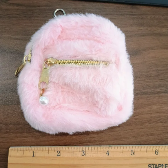Pink Faux Fur Key & Card Holder - Picture 2 of 5